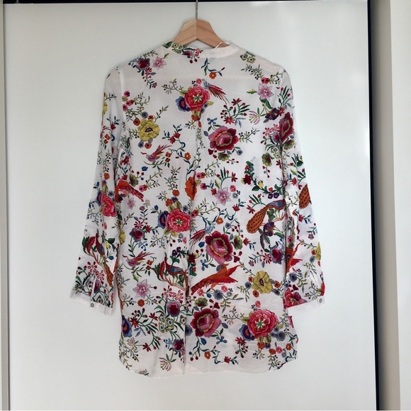 Zara tunic with floral peacock print M - Picture 2 of 3